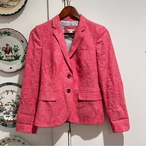J Crew Linen Pink Blazer Size 0